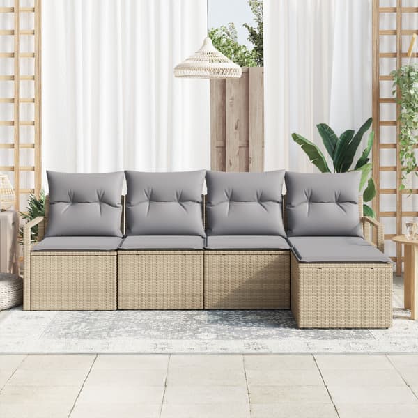 Soffset med kudde 5 pcs Beige konstrotting