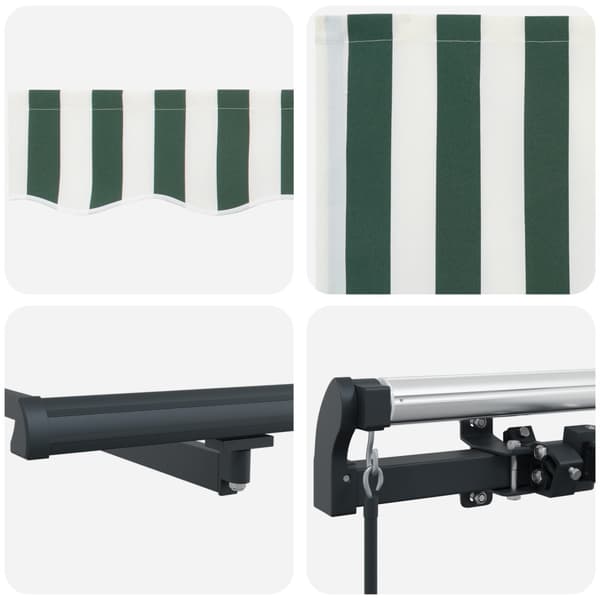Utfällbar markis Grön och Vit 500 × 350 cm Polyester och Stål