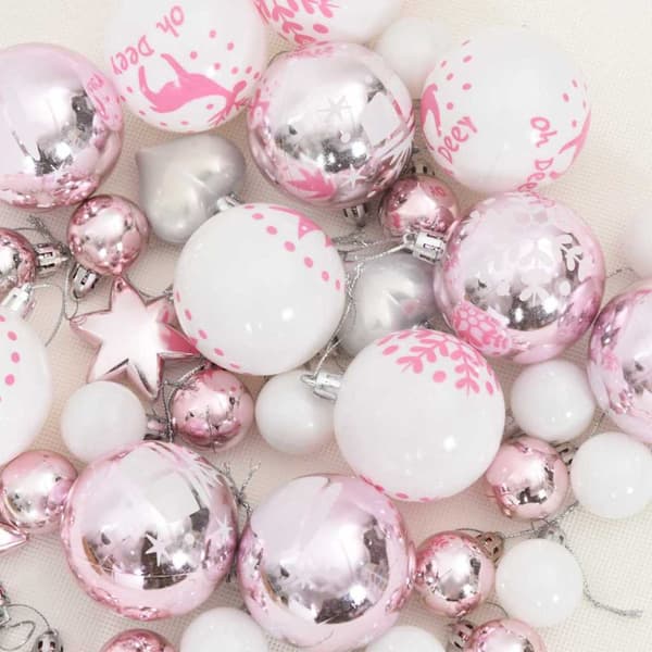 Julprydnad Set 40 pcs Vit och Rosa Plast