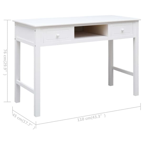 Skrivbord vit 110x45x76 cm trä