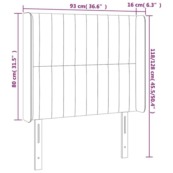 Sänggavel LED mörkgrön 93x16x118/128 cm sammet