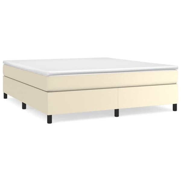 Boxspring-sängram gräddvit 160x200 cm konstläder