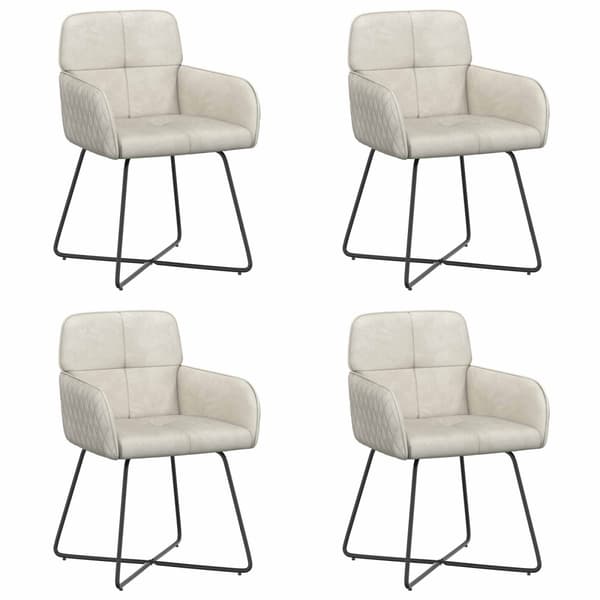 Matstolar 4 pcs Sammet Gräddvit 59 x 56,5 x 86 cm