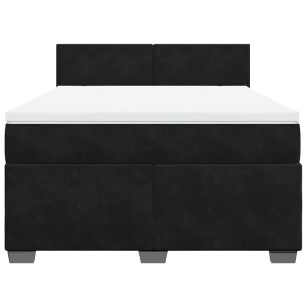 Ramsäng med madrass svart 140x200 cm sammet