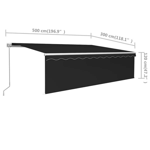 Manuell markis med rullgardin 5x3m antracit