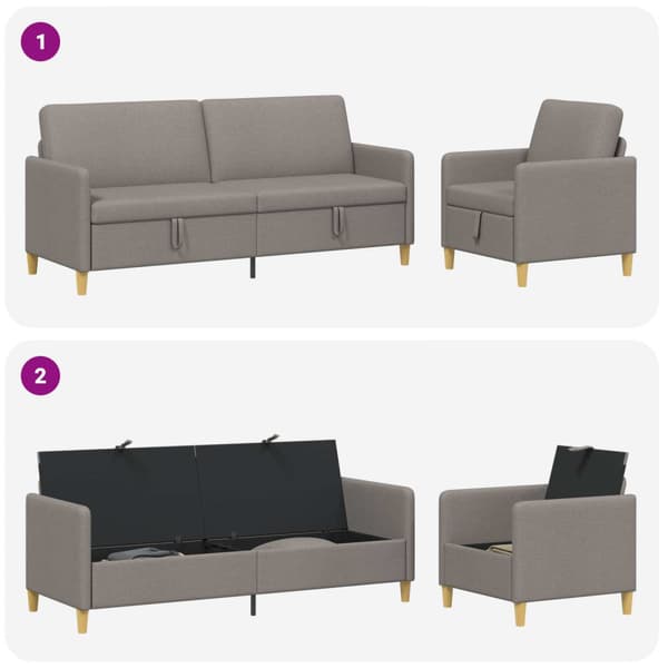 Soffgrupp med förvaring 2 pcs Taupe Polyester
