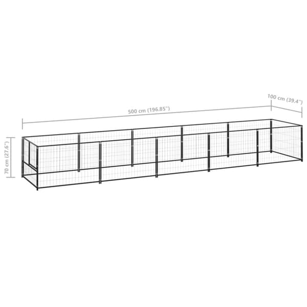 Hundgård svart 5 m² stål