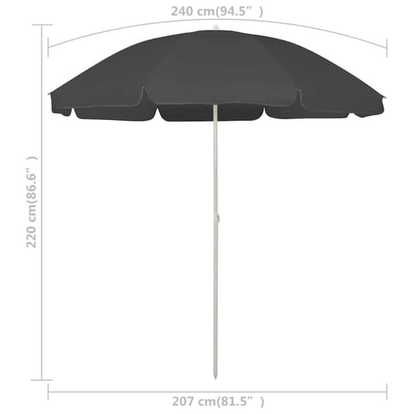 Strandparasoll antracit 240 cm