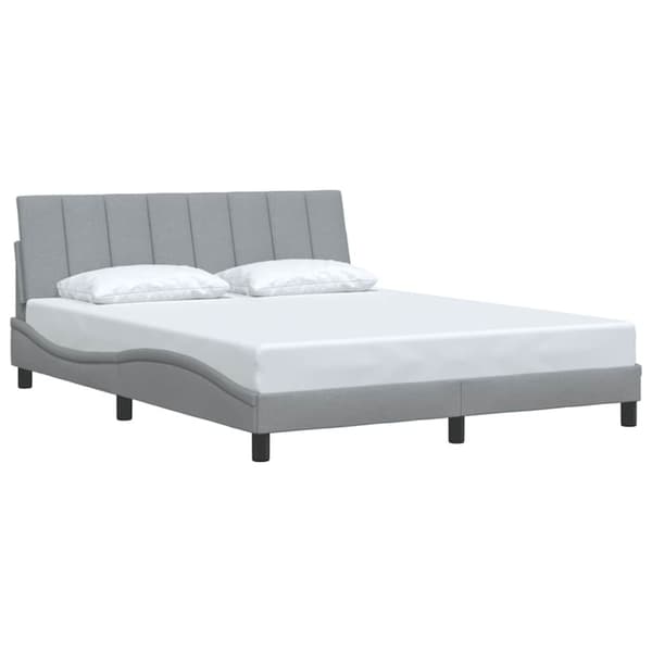 Bed Frame without Mattress "Hanko" Light Grey 160x200 cm Fabric