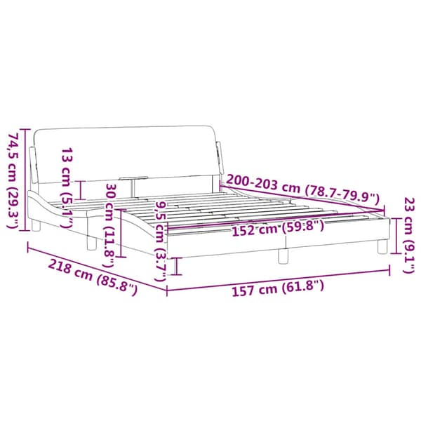 Bed Frame "Dover" Dark Grey 152x203 cm Fabric