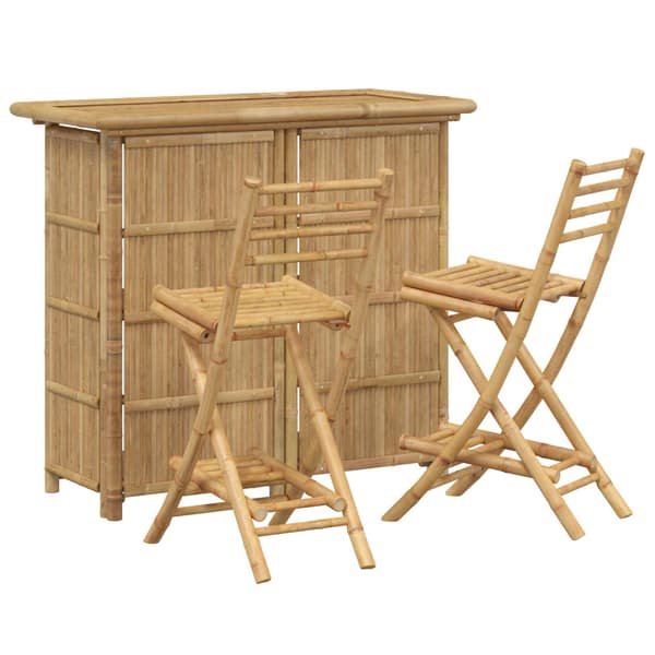 Utebarbord och stolar 3 st Naturlig Bambu