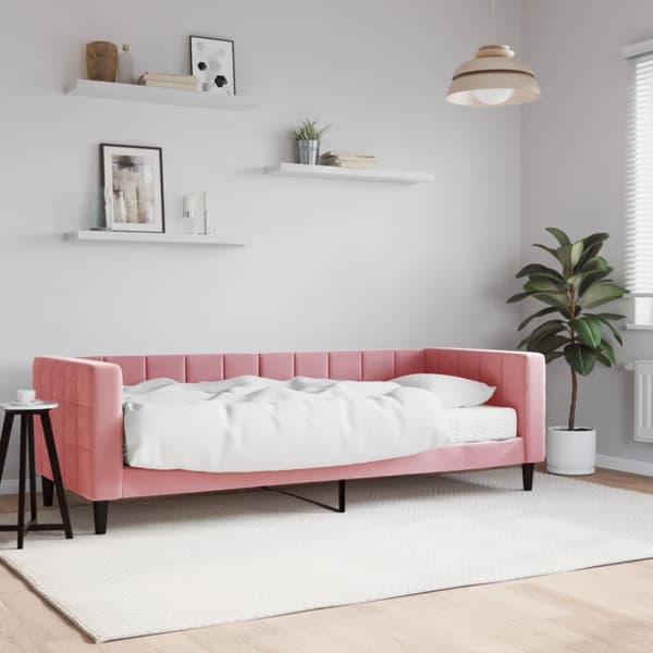 Dagbädd med madrass rosa 80x200 cm sammet
