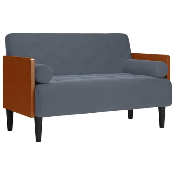 Loveseat soffa med dynor mörkgrå 110 cm sammet