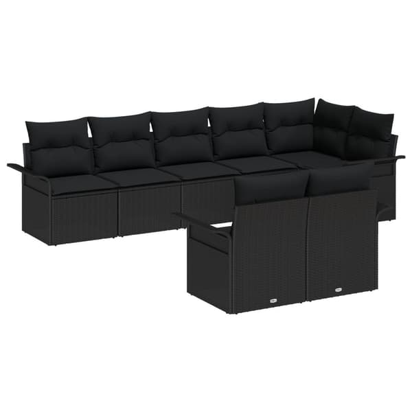 Trädgårdsoffset med kudde 8 pcs Svart konstrotting