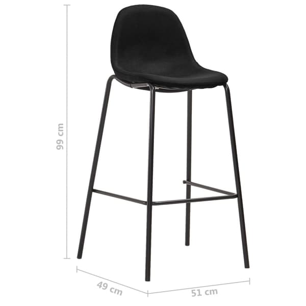 Barstolar 2 st svart tyg