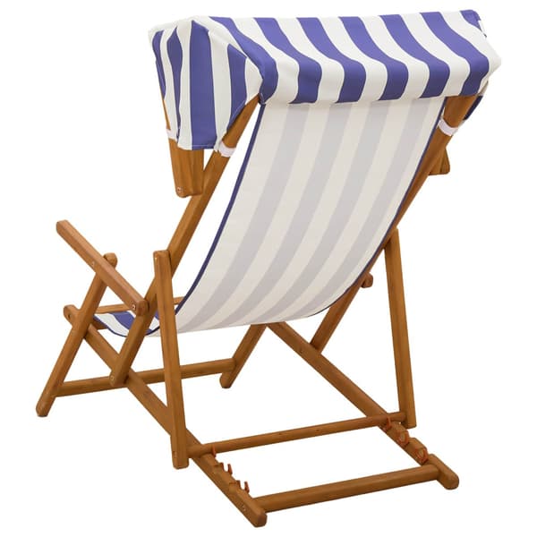 Deck Chair 2 st 3 Position Massiv Eukalyptus Trä Blå och Vit