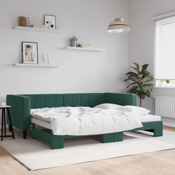 Dagbädd utdragbar mörkgrå 90x200 cm sammet