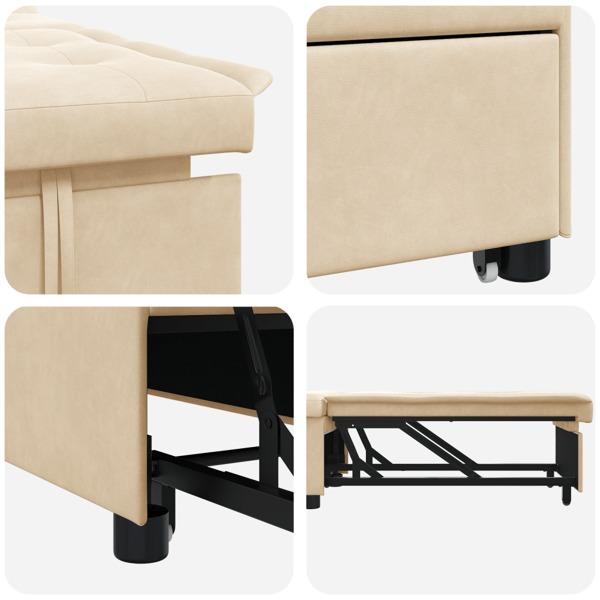 Pull Out Sofa Bed Kräm 194 x 67 x 82 cm Mikrofiber