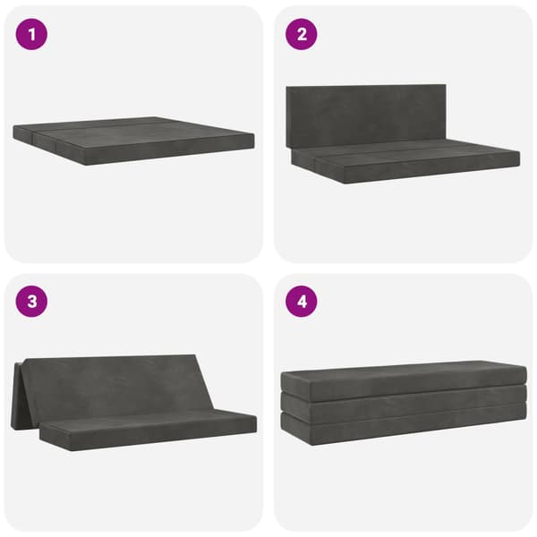 Fällbar Soffbed 200 x 67 x 45 cm Mörkgrå