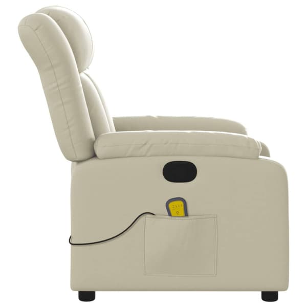 Massagefåtölj gräddvit konstläder