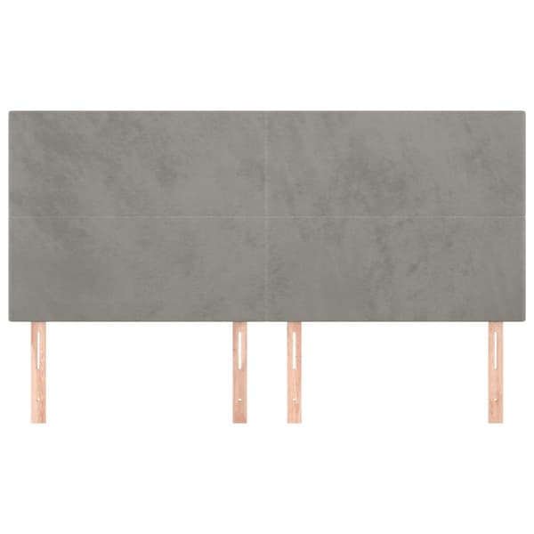 Sänggavel ljusgrå 200x5x118/128 cm sammet