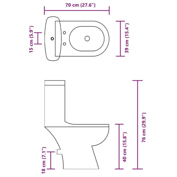 Toalett med cistern vit