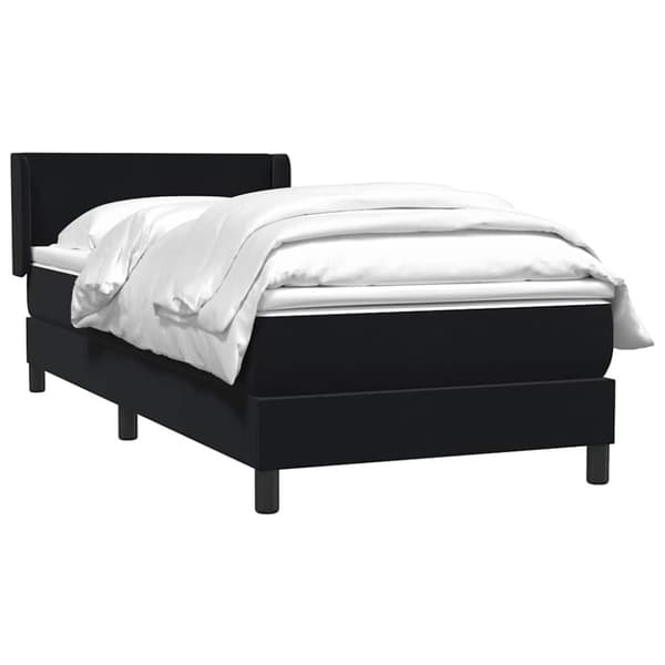 Ramsäng med madrass svart 90x210 cm sammet