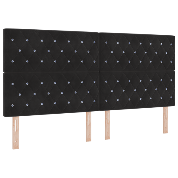 LED Box Säng med madrass Svart 200 x 200 cm Sammet