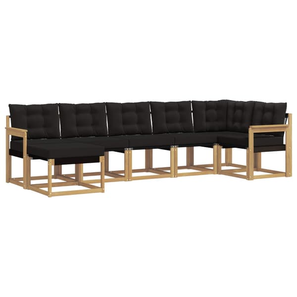 Utomhussoffset med kudde 7 pcs Vit och svart