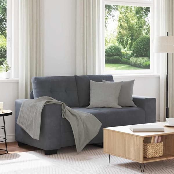 Loveseat soffa mörkgrå 160x77x82 cm sammet