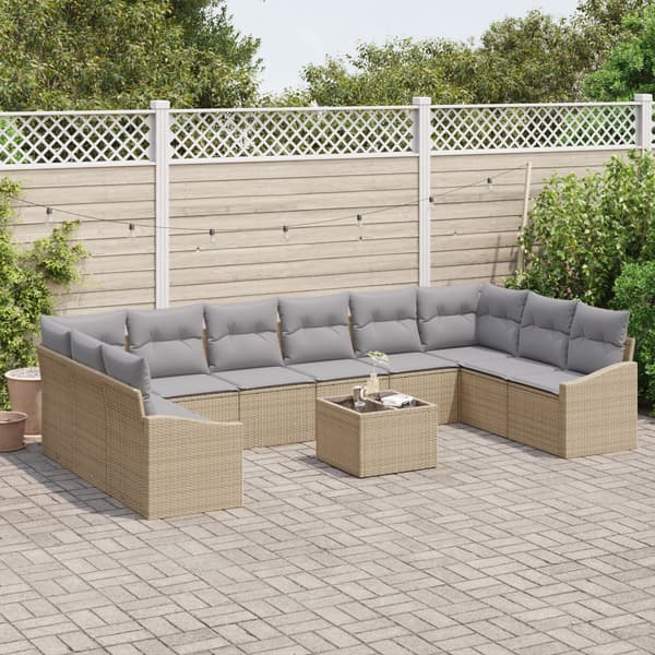 Soffset med kudde 11 pcs Beige konstrotting