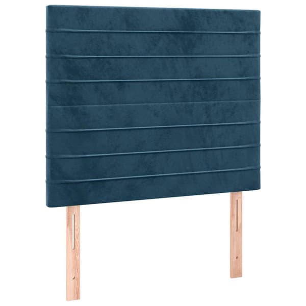 Ramsäng med madrass mörkblå 90x200 cm sammet