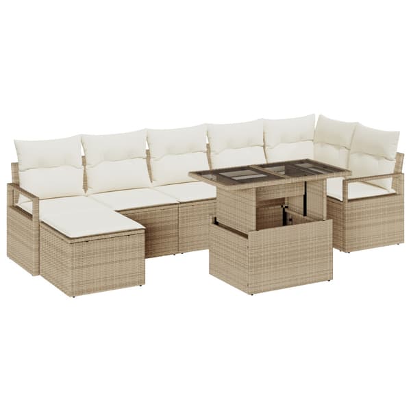 Trädgårdsoffset med kudde 8 pcs beige och gräddvit