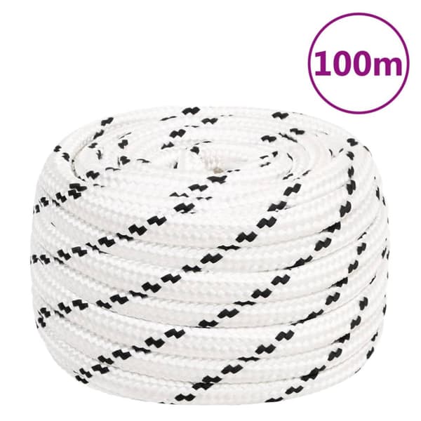 Båtlina flätad vit 20 mm x 100 m polyester
