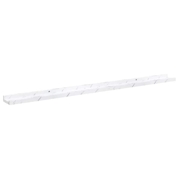 Vägg hylla Väggmonterat 2 pcs Vit marmor 115 x 9 x 3 cm
