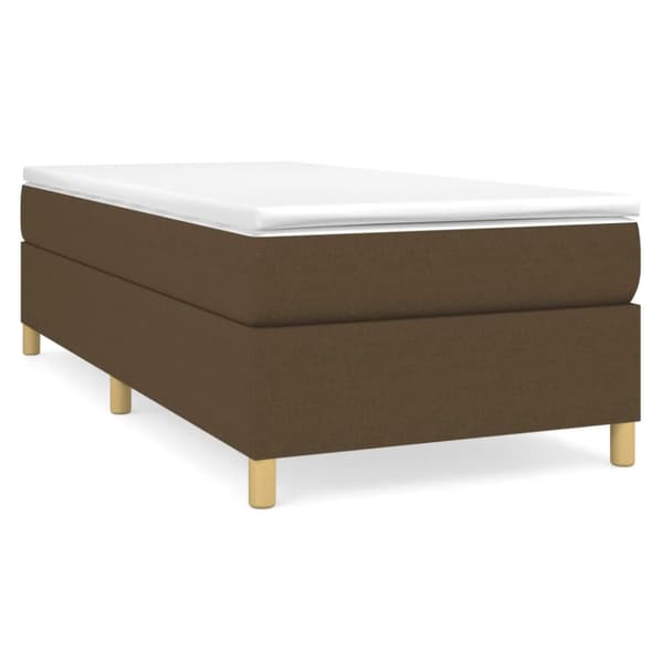 Boxspring-sängram mörkbrun 90x200 cm tyg