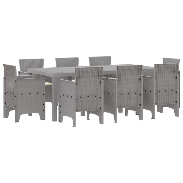 Trädgårdsmöbelset 9 pcs Ljusgrå Polypropylen