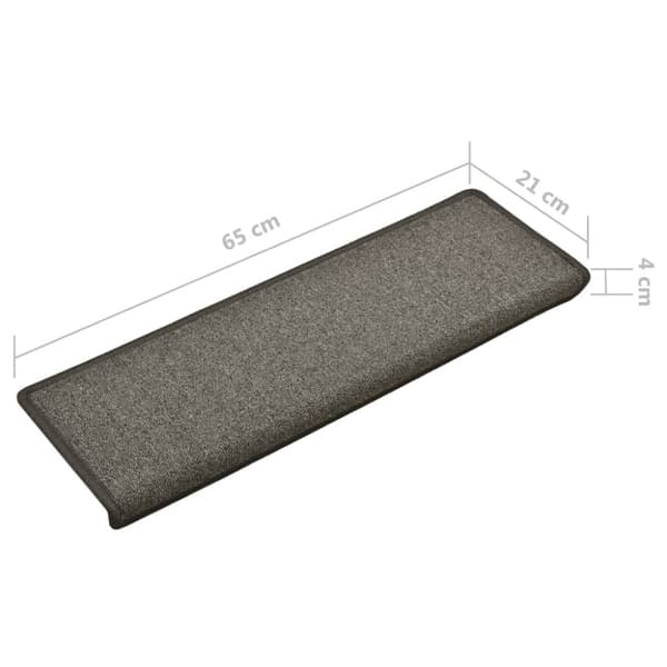 Trappmattor 15 st 65x21x4 cm mörkgrå rektangulär kant