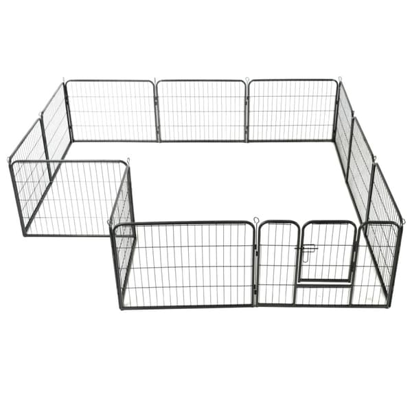 Hundhage 12 paneler stål 80x60 cm svart