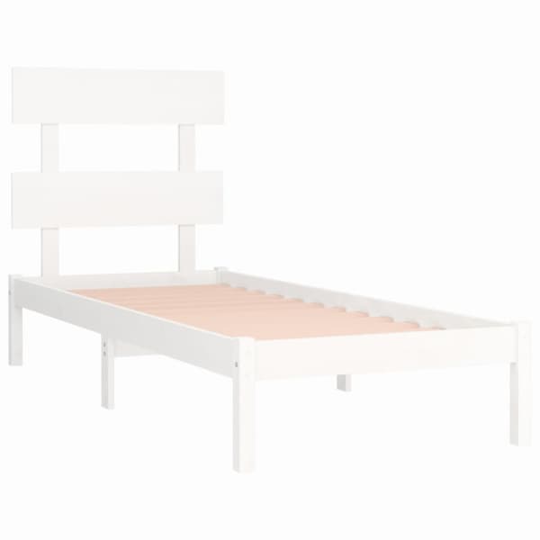 Sängram vit massivt trä 90x190 cm