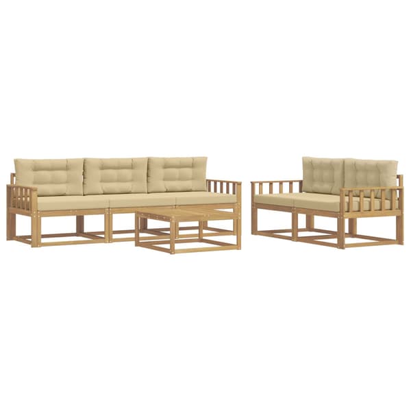 Utomhussoffset med kudde 6 pcs Vit och Beige