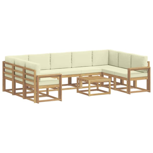 Utomhussoffset 10 pcs Vit och grädde 59 x 59 x 37 cm Polyester