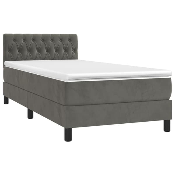 Ramsäng med madrass mörkgrå 90x200 cm sammet