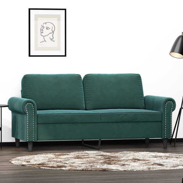 Soffa 2-sits mörkgrön 140 cm sammet