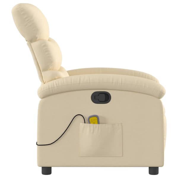 Massagefåtölj gräddvit tyg
