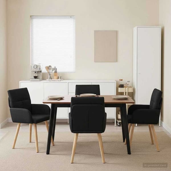 Matstolar 4 pcs Tyg Svart 60 x 56 x 96 cm