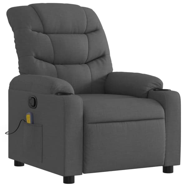 Massagefåtölj mörkgrå tyg