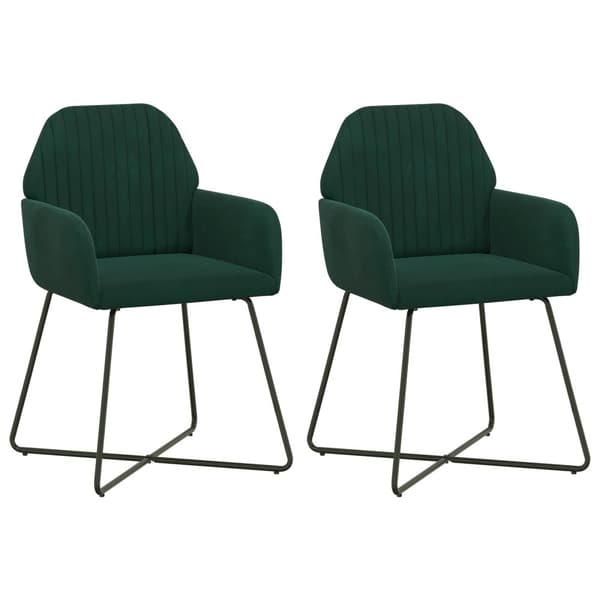 Matstolar 2 pcs Sammet Mörkgrön 55 x 50 x 84 cm