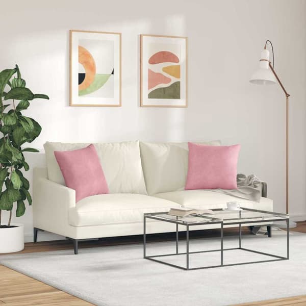 Sofakuddar 2 pcs Rosa 45 x 45 cm Kordread tyg
