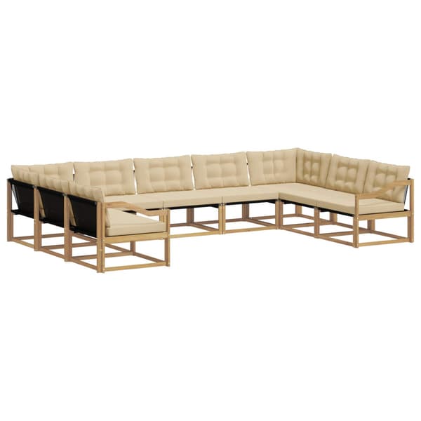 Utomhussoffset med kudde 9 pcs Vit och Beige
